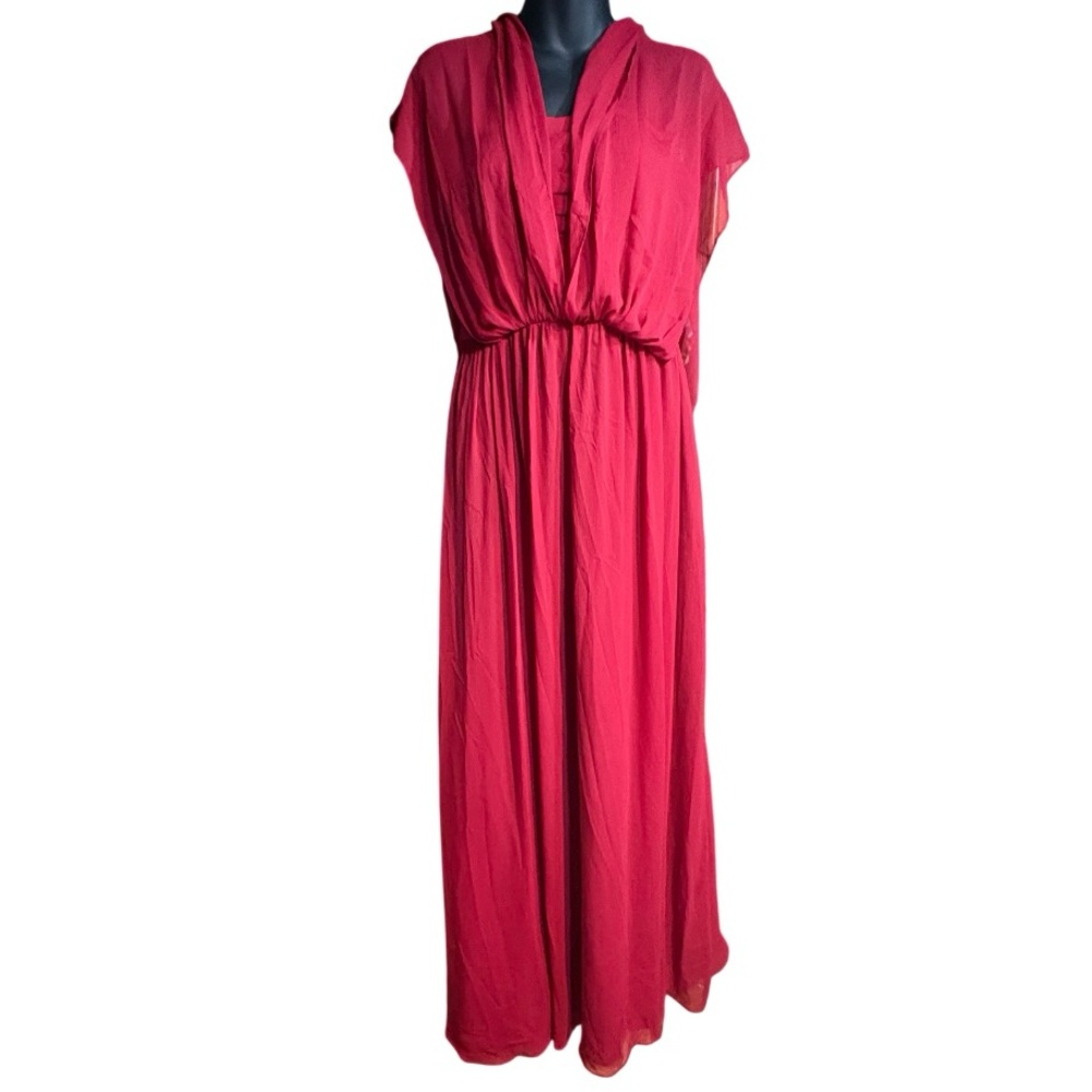 Azazie Red formal Gown chiffon strapless sweetheart neckline ruched fitted - Picture 5 of 14